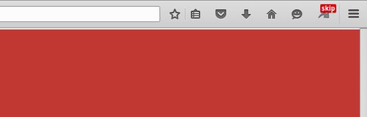 The red "skip" above the addons' toolbar icon indicates that a skip of a redirect has happened during the last 3 seconds(the delay is configurable in the addons' preferences).