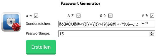 Erstellen Sie hochsichere Passwörter für all Ihre Online-Zugänge in nur wenigen Sekunden.