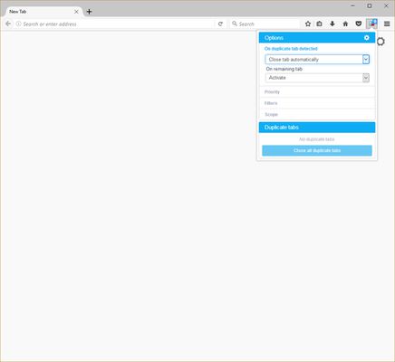 Option "Close tab automatically" activated - The cross on the button is Red.