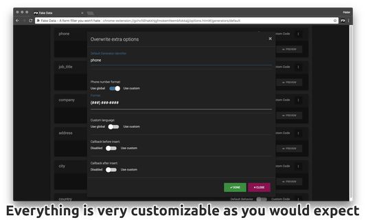 Every Generator and Field can be customized by your own taste.