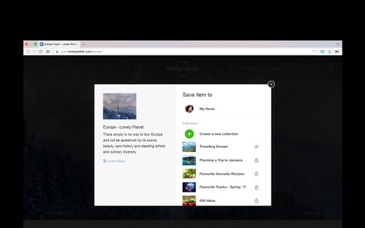 Select the collection you wish to add the item to