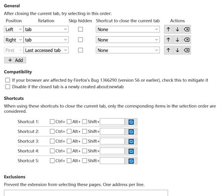 The extension preference page (4.0)