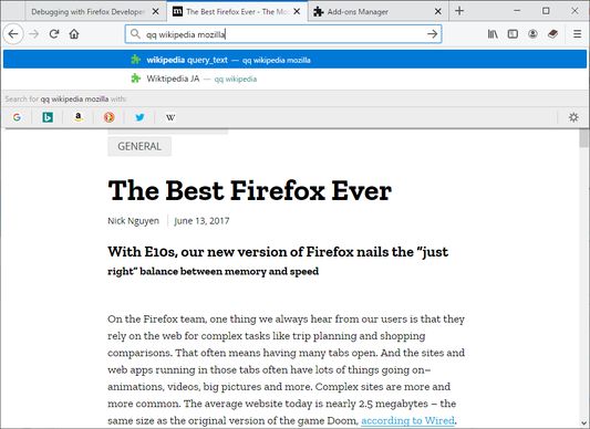 Search can also be launched from the omnibox (address bar). It looks like entering service keyword and search terms into the omnibox.