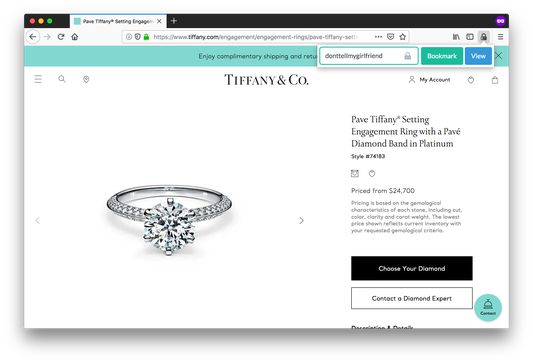 Easily add a bookmark from any webpage while Private Browsing. Each password is used to access a particular bookmark set.