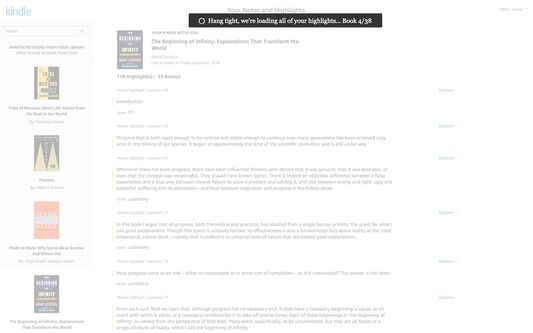 What the Readwise extension looks like as it's syncing your highlights.