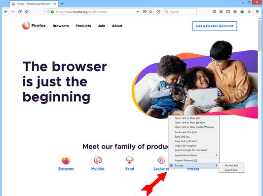 Archive Page in link Context Menu
