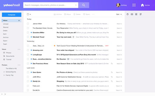 yahoo wider mail UI