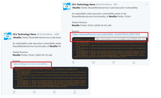 展开部分显示的 URL