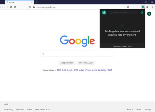 Fetching accounts (Dark mode)