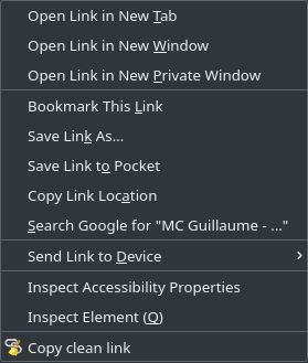 “Copy clean link” option of the context menu