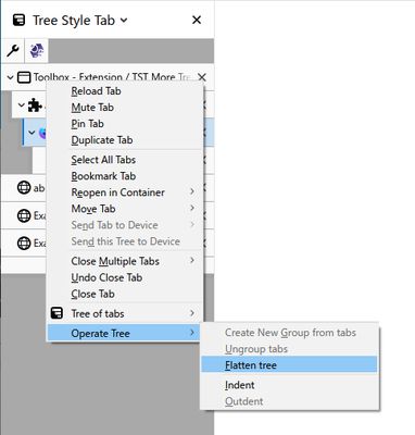 Extra menu commands on TST's tree