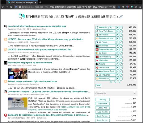 Millions of results for an "Europe" search