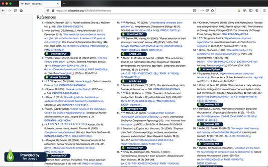 LibKey Nomad works with your subscribing library to figure out the fastest path to content across thousands of publisher websites. Special enhancement is also performed in-line on sites like Wikipedia.