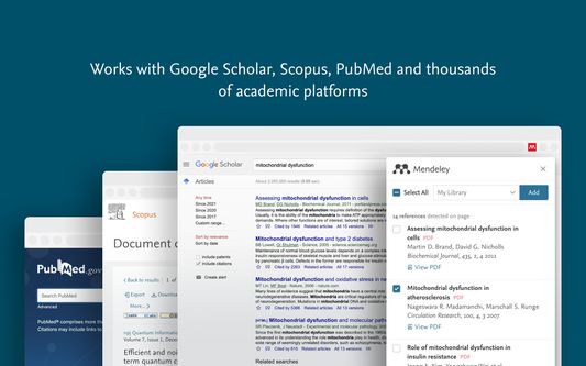 Works with Google Scholar, Scopus, PubMed and thousands of academic sites