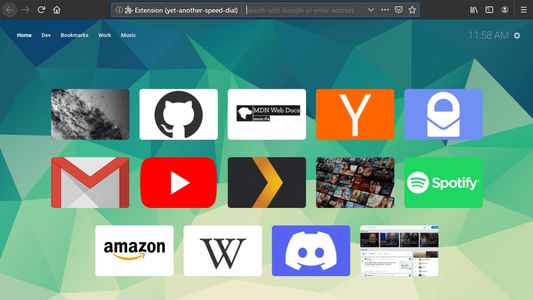 New tab speed dial start page