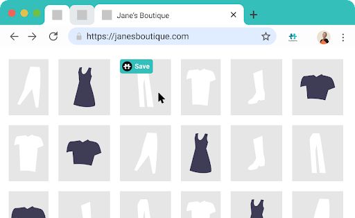 When you hover over product list page image, you should see our Save button. In some cases it will show Log in, Saved, or Quick Save instead.