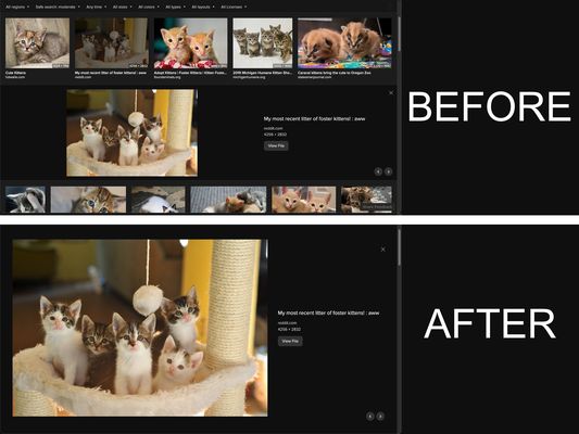 Before and after showing what this extension does.
