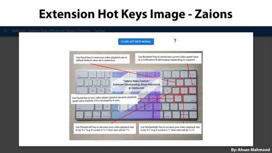 Free Easy-to-use extension to get full access to video playback speed on udemy.com. using this extension you will be able to adjust your udemy course video player speed from 01.s - 4s with fine-tune adjustment of 0.1s step rate. In short start learning at your speed :) - Zaions.com