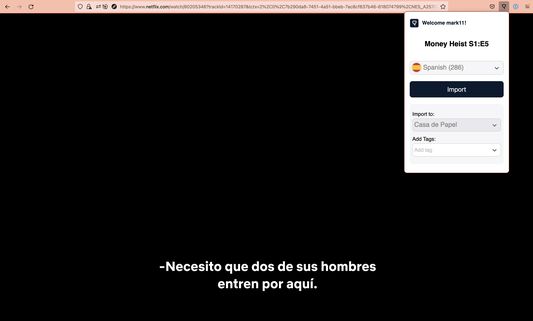 Importing a Spanish TV show from Netflix