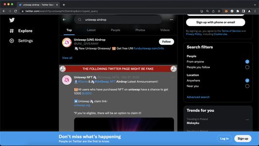 Indicator about suspicious twitter profiles at twitter feed.