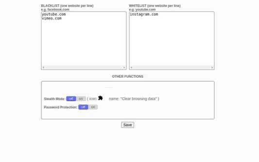 Blacklist/Whitelist, Stealth Mode and Password functionalities