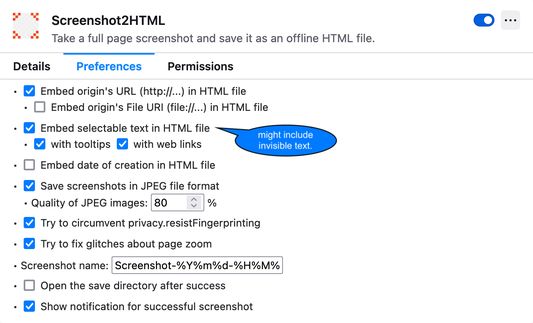 The option page in English.