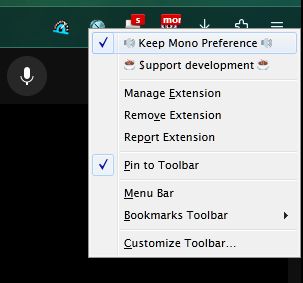 Use mouse right-click on the browser button to invoke menu.