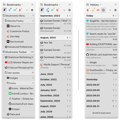 Bookmarks and History