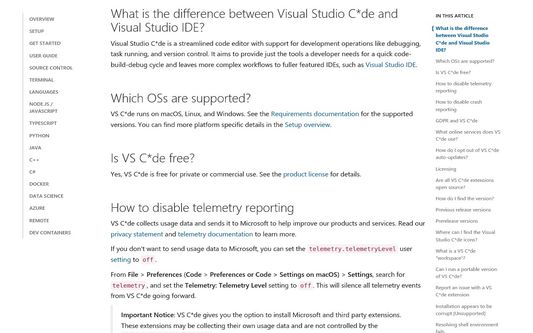 Example of the VS C*de FAQ page, censored.