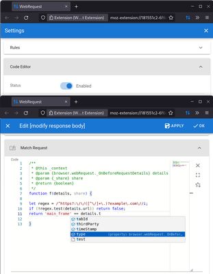Install the "Code Editor" extension and enable it in Settings for a better coding experience