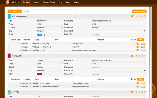 Proxies tab. Light theme. Version 8.1