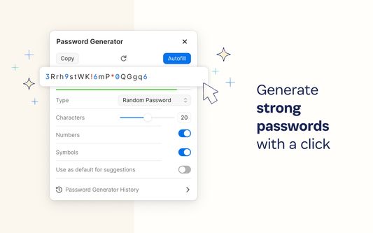 Easily generate strong, random passwords.