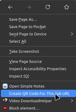 create qr code from active tab url