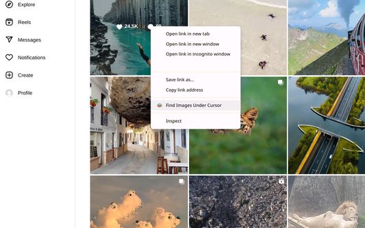 Step 1: right-click an image or video, select “Find Images Under Cursor”, or use the keyboard shortcut Ctrl-Shift-F.