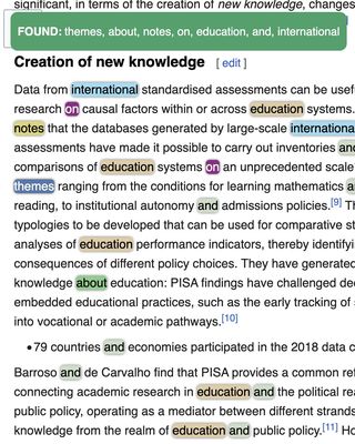 Highlighted words and a notification about fount queries.