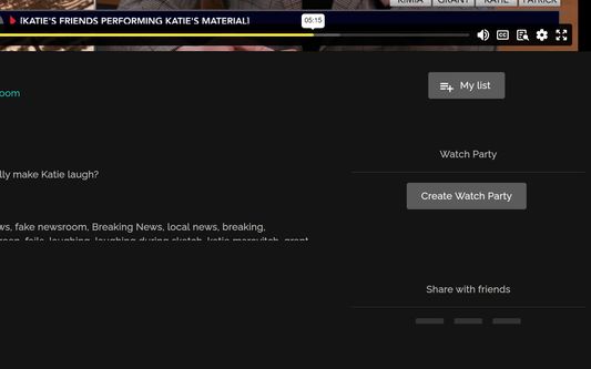 Dropout website showing the new "Watch Party" section added by the addon.