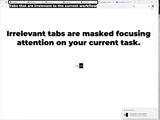Irrelevant tabs are masked focusing attention on your current task.