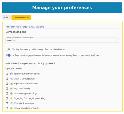 Customize and save your preferences.