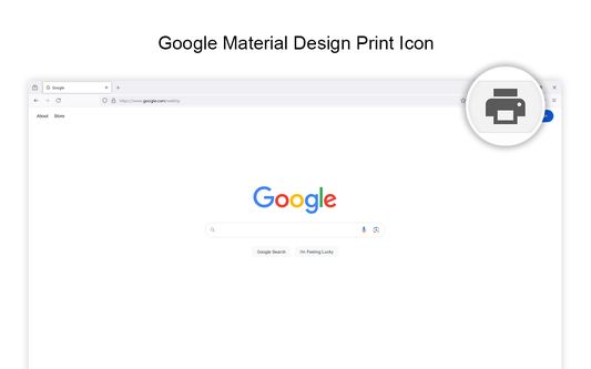 Customizable print button icons such as the Google Material Design icon