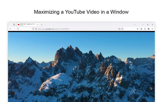 YouTube video in Full screen in a window size
