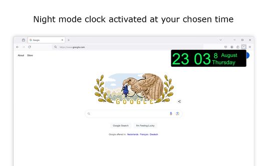 Option to activate the Night Mode clock of the Date Today Browser extension.