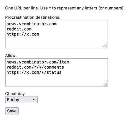 Set which websites to enable the extension for (and which paths of those websites to allow)