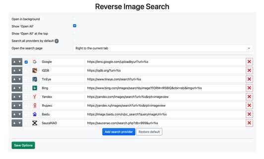 You can choose more than one search engine in the settings. If you only choose one, no submenu will be shown. You can even add new ones and add custom icons!