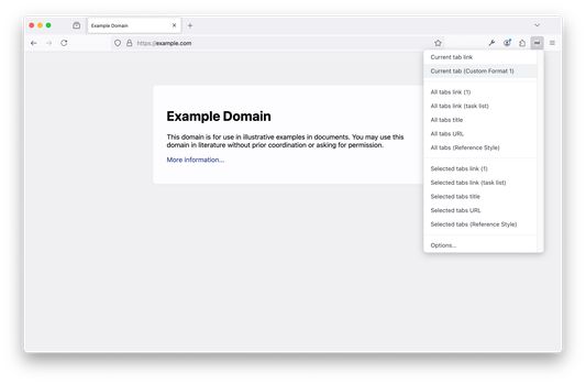 Click the extension's icon on toolbar, and choose a format to copy.