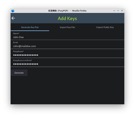 Generate keypair