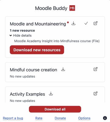 UI when the plugin is opened on the Moodle dashboard