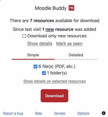 Simple UI when the plugin is opened on a single Moodle course