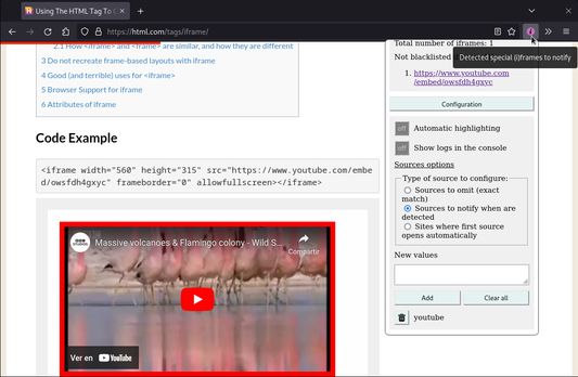 Website with (i)frames to notify.