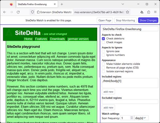 Options configuring how to watch the page