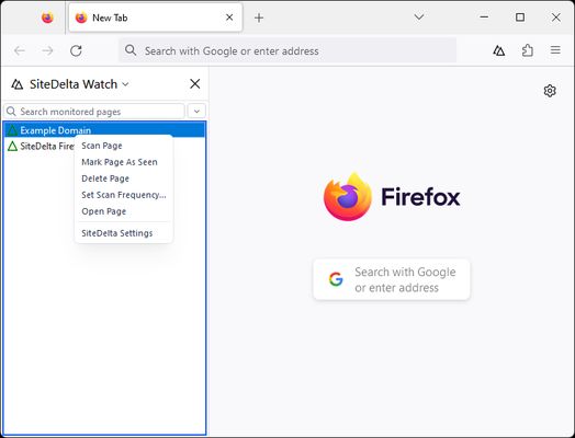 The sidebar listing all watched pages